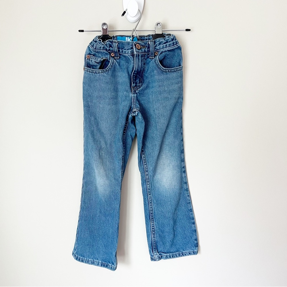 JK Indigo Elastic Waistband Bootcut Denim Jeans Faded Blue Big Girls 8